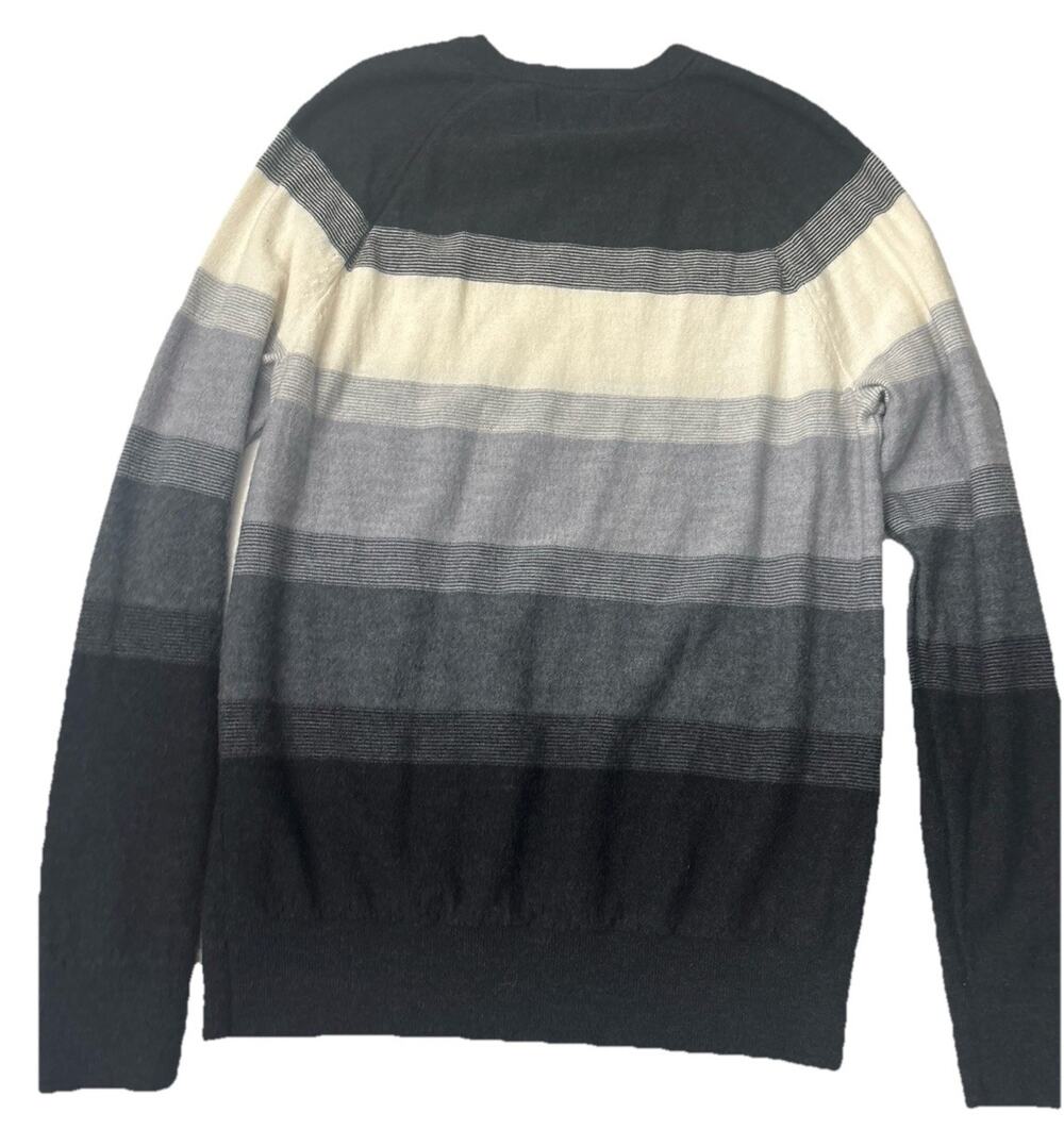 Banana Republic Medium Black Gray Striped Wool Sweater Womens Long Sleeve